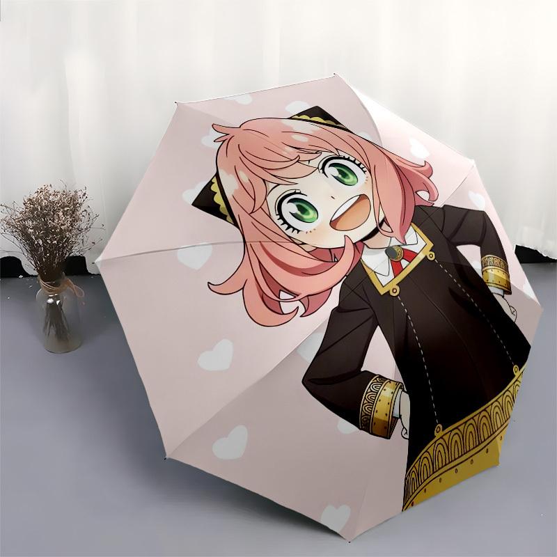1pc Pink hair, green eyes Themed High-quality Umbrella,Automatic Opening and Closing Umbrella,Multi-functional Umbrella G0811344