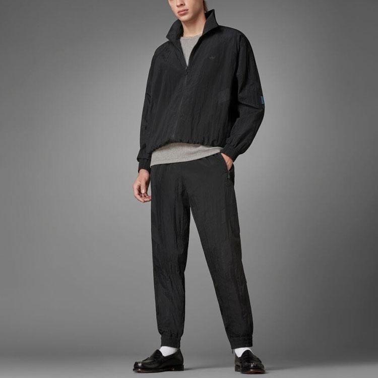 Adidas Originals Logo Color Block Stand Collar Zip Up Long Sleeve Sports Jacket Men Jacket Blue Black HD2241