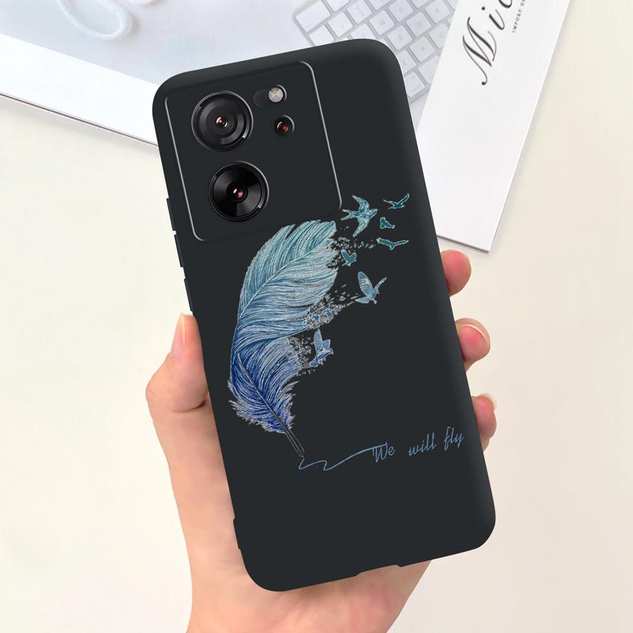 For Xiaomi Redmi 13C Case Xiaomi Mi 13T Pro Back Cover Soft Matte Liquid Silicone Flower Cartoon Printing Capa For Mi13T Pro Bag