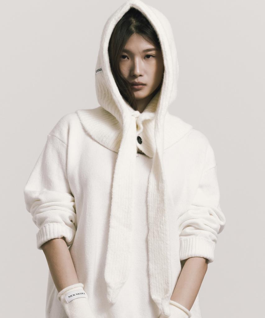 Nigaennikol Soft Knit Hood Balaclava_Ivory