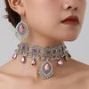 Direct Sales1Set of Vintage Ethnic Indian-style Hollowed-out Teardrop Necklace and Earrings for Women