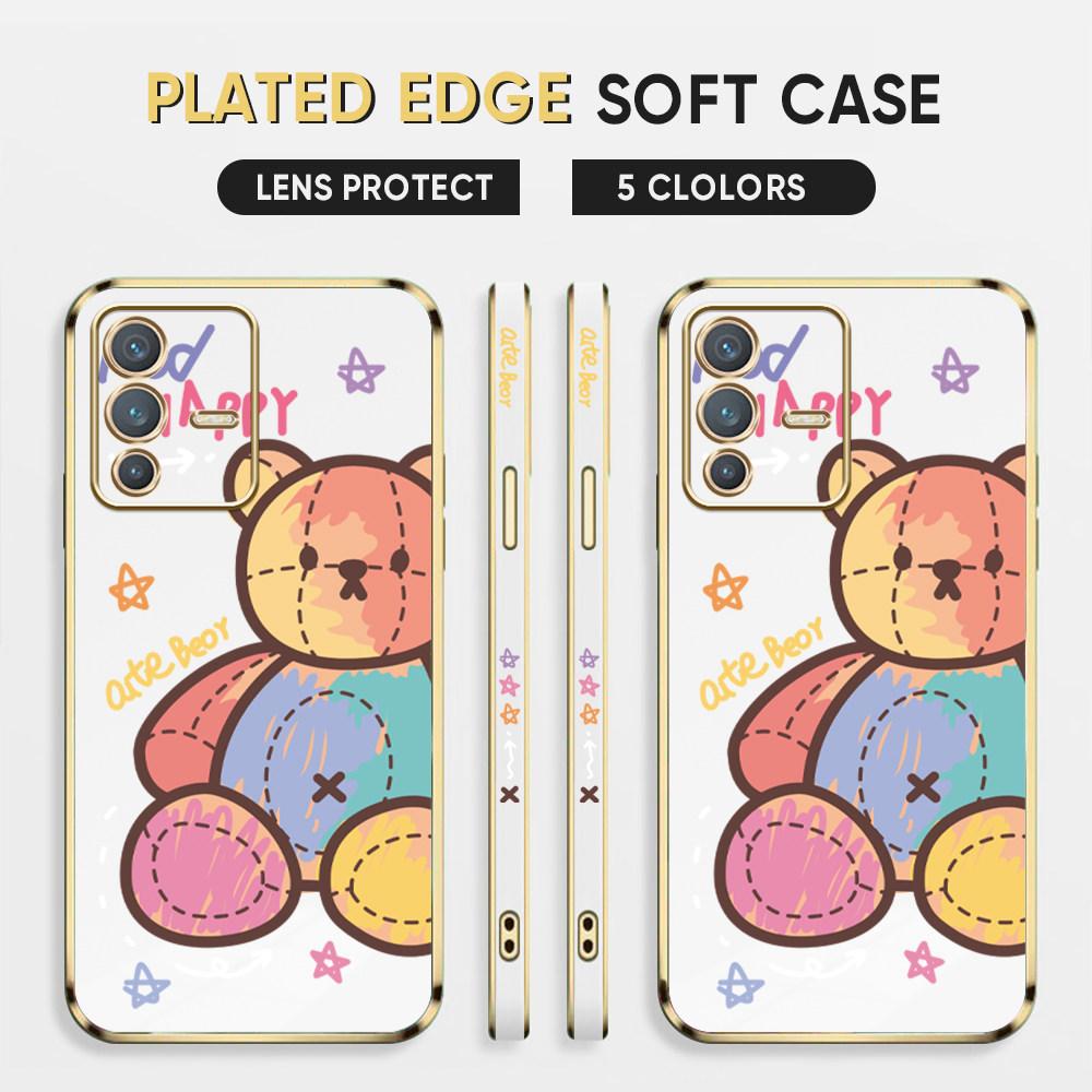 For Honor 90 70 50 X7a X9a P30 Pro P40 Lite Infinix Hot 40i 30i Vivo Y22 Y18 V30 Pro V40 Colorful Bear Design Soft Full Lens Protect Phone Casing