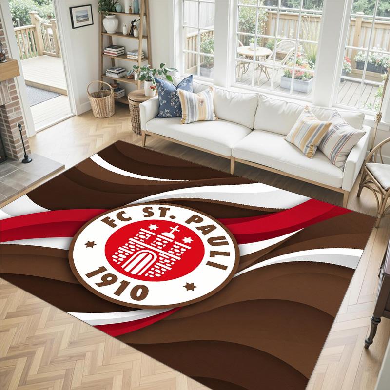 FC St. Pauli Football Design Crystal Velvet Carpet Cozy Non?Slip Printed Rug For Bedroom Living Room Entrance