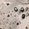 Cool Silver Gray Symbol 5D Nail Art Stickers Silver Gray Metal Melted Clock Spiral Star Bow Self Adhesive Nail Decals