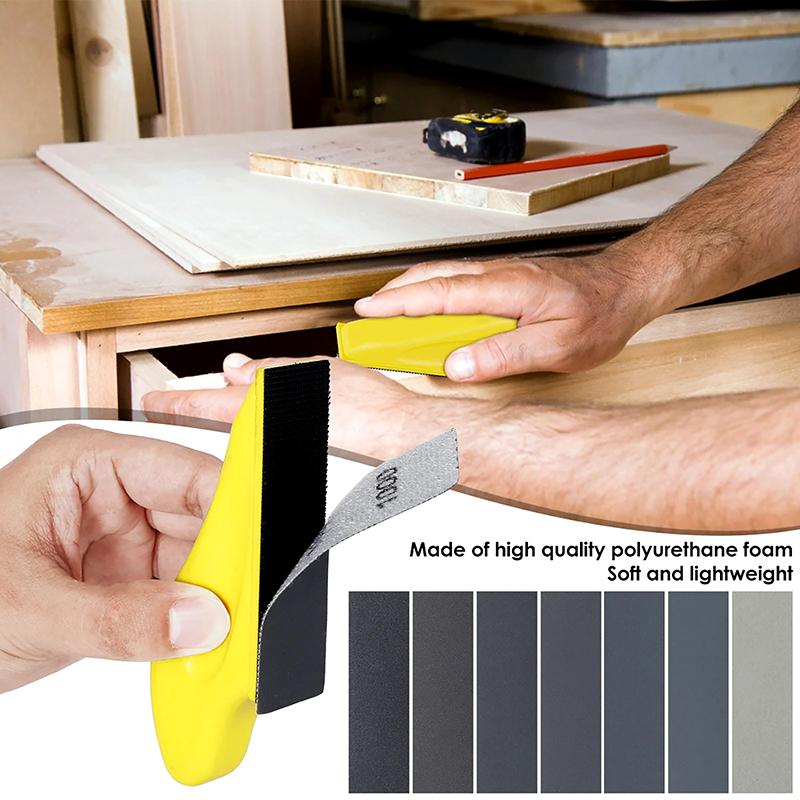 3.5"X 1" Mini Sandpaper Kit With Hook And Loop Sanding Block 71 Pcs Assorted 40/80/120/180/240/400/600 Grits For Polishing