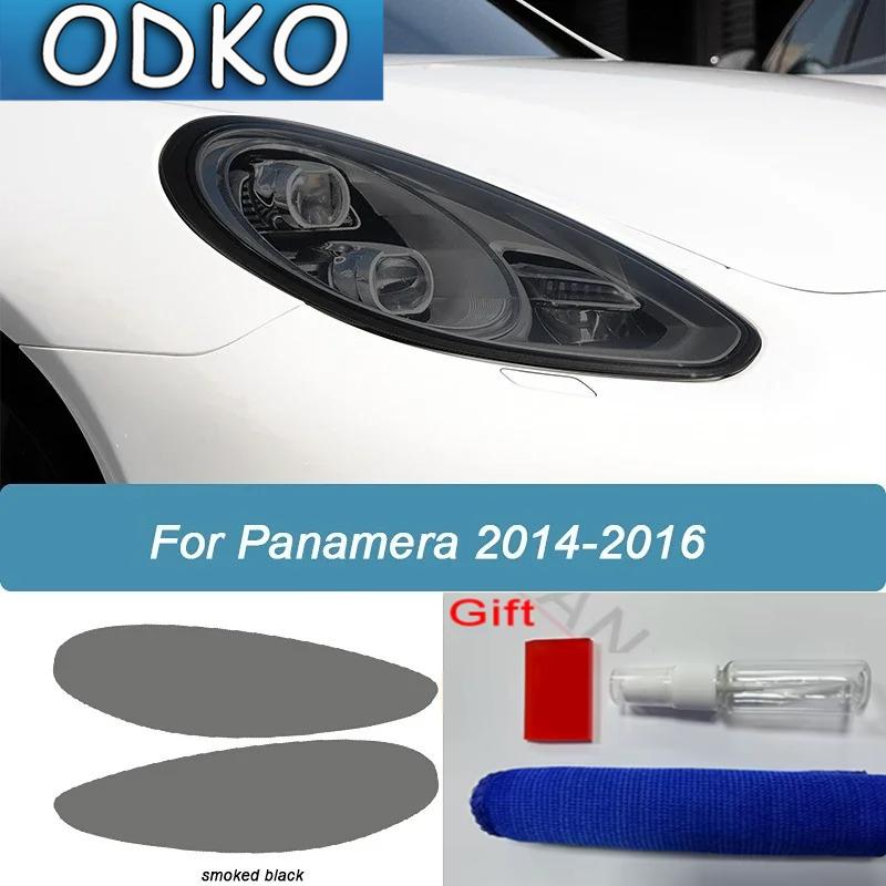 2 Pcs Car Headlight Protective Film Smoked Black Tint Wrap Vinyl Transparent TPU Sticker For Porsche Panamera 970 2014 2015 2016