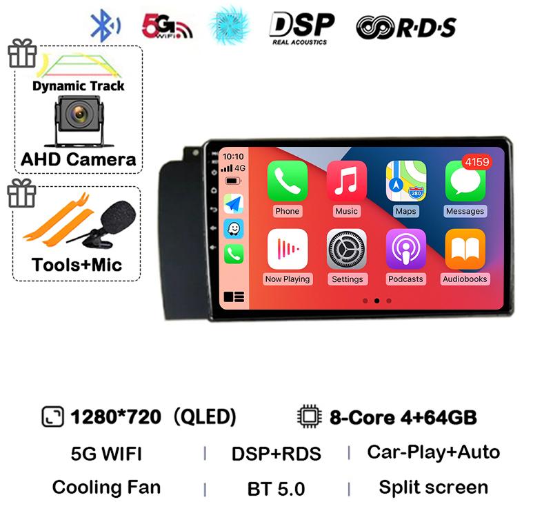 Android 14 Carplay Auto Car Radio For Volvo XC70 V70 S60 2004-2009 GPS Multimedia Video Player Navigation Stereo WIFI+4G Audio