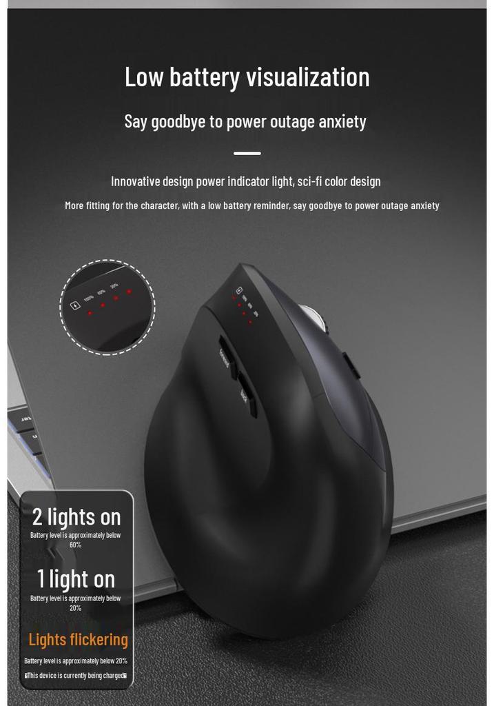 Ergonomic Tri-Mode Silent Vertical Mouse with 2.4G Wireless & Charging Capability