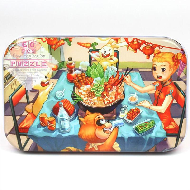 1pc 60piece Jigsaw Puzzle for Kids Educational Toys Children Cartoon Animal Puzzles Intellectual Development Montessori Games