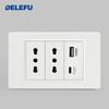 DELEFU Italian Standard White 118 Type Wall Switch Socket with USB + TYPE-C Socket Is Suitable for Hotels and Households.