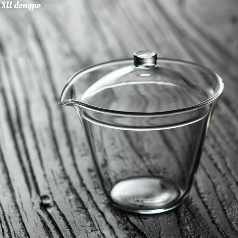 150ml Transparent Glass Gaiwan with Mouth Japanese Style Tea Making Bowl for Green Tea 150ml
