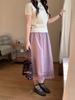 Thirteen Rows Spring Korean Style Versatile Elastic Waist Casual A-line Skirt for Women