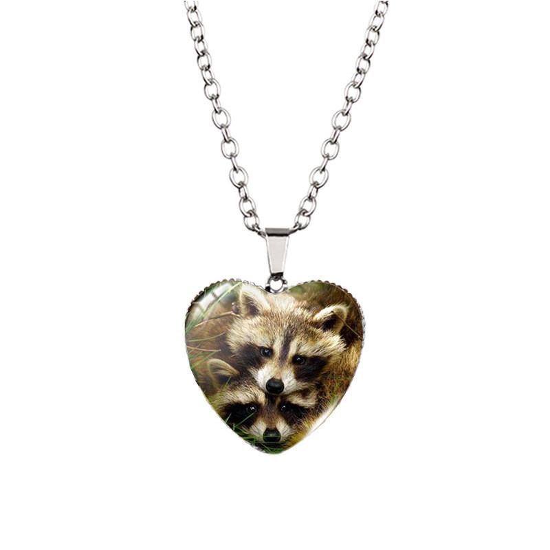 Adorable Heart Shaped Animal Time Gemstone Necklace With Charming Cat Pendant For Women