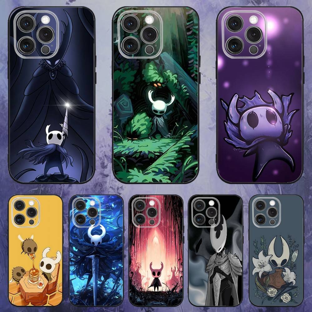H-Hollow K-Knight Silksong Telefoonhoesje Voor iPhone 17,16,15,14,13,12,Pro,Max,Plus,E,SE4,Air,Mini Zwarte Zachte Verpakking