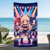 1Pc Cute Chibi K-Pop Girls Anime Print Beach Towel Flat Microfiber Soft Bath Blanket Ideal Gift For Fans Girls Pool Party Picnic