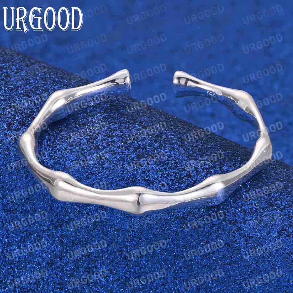 925 Sterling Silver Fashion Bamboo Adjustable Bangle Wedding Jewelry