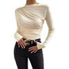 Womens Long Sleeve Top Ladies Summer Solid Color Slim T-shirt Elegant Basic Blouses