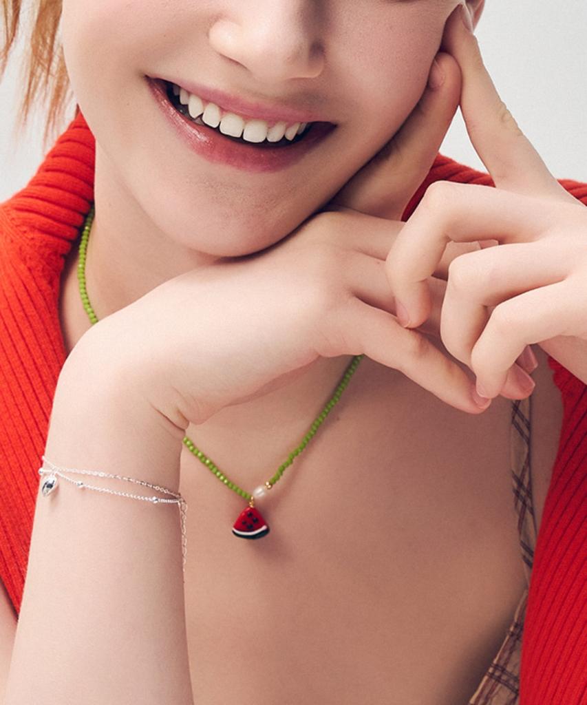 Dana Burton Fresh Watermelon Glass Necklace
