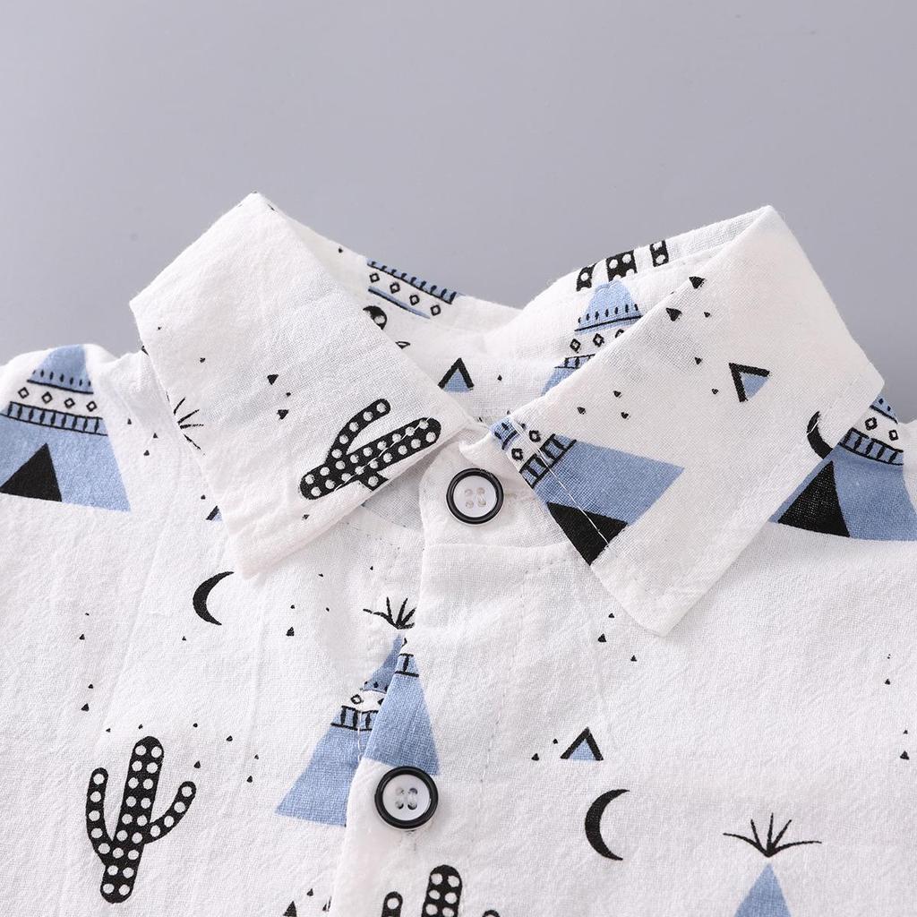 Boys' Cactus Print Long Sleeve Top & Casual Jeans Two-Piece Set