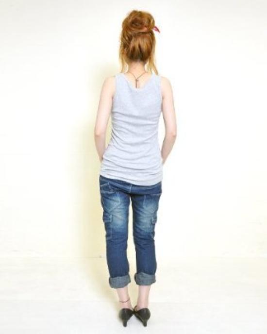 Andit Long Collar Tank Made in Rib Plus Long Length Top, Japan, 100% Cotton, Knit, Layering, Spring/Summer, Size, 201. White, Medium,