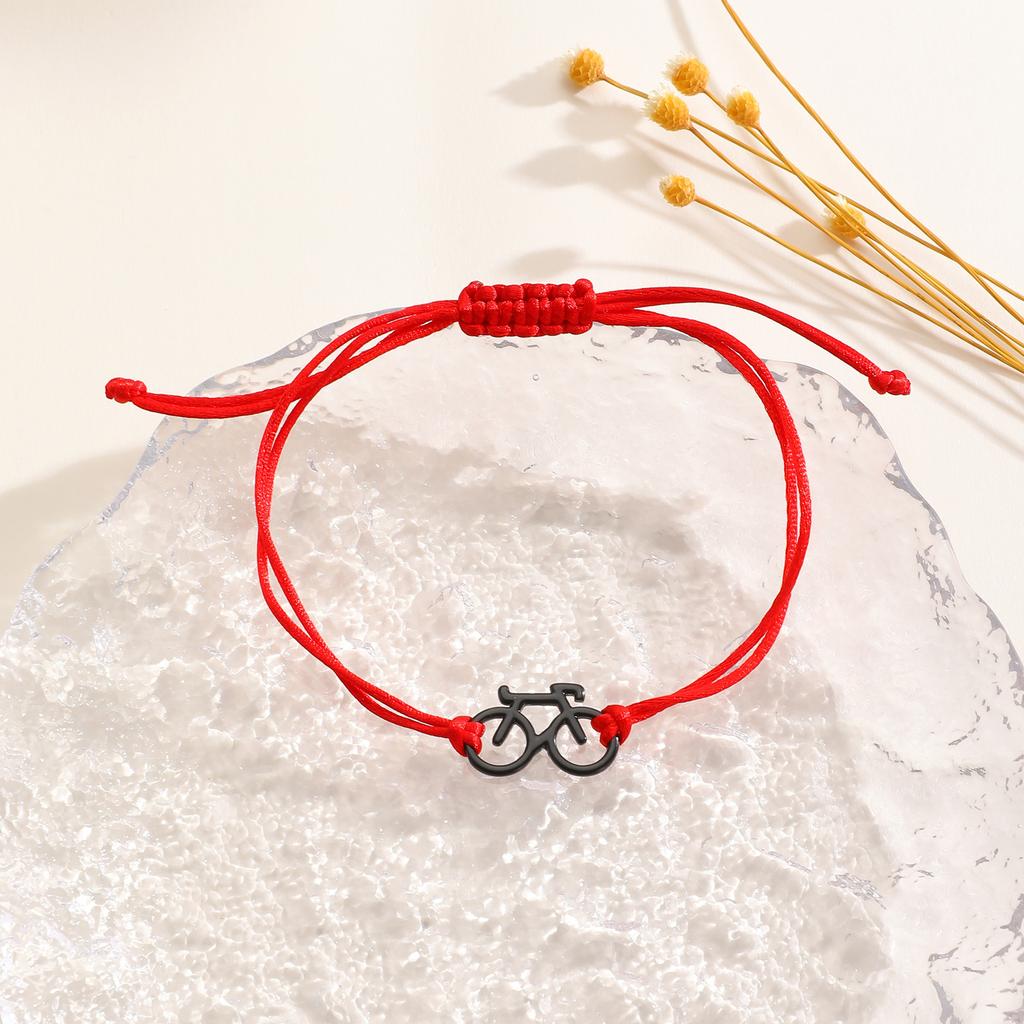 Yellow Braided Rope Adjustable Bracelet Hollow Bicycle Charm Minimalist Casual Thin Wrist Jewelry for Women Daily Wear