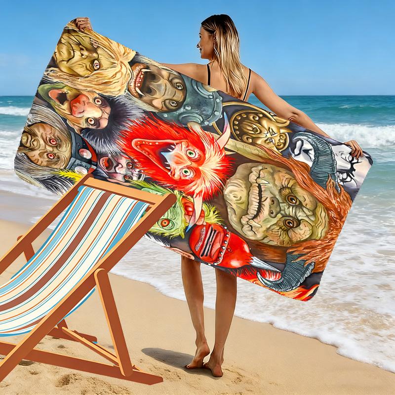 Labyrinth, Killer Clowns aus dem Weltall Druck Strandtuch, Großes Weiches Schnelltrocknendes Handtuch für Strand Camping Schwimmen