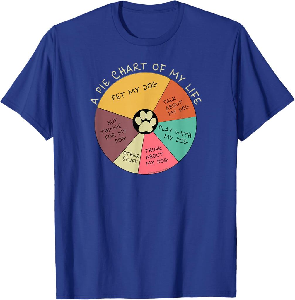 Funny Dog Lover Pie Chart of My Life Graphic Tee Casual Cotton Short Sleeve TShirt