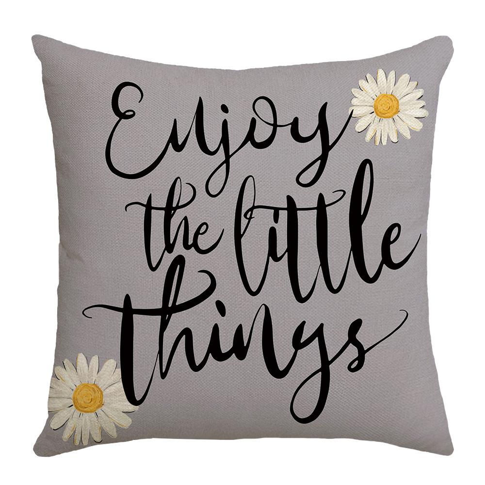 Spring Combination Pillow, Simple Letter Print, Sofa Pillow, Bedside Cushion, Linen Pillow