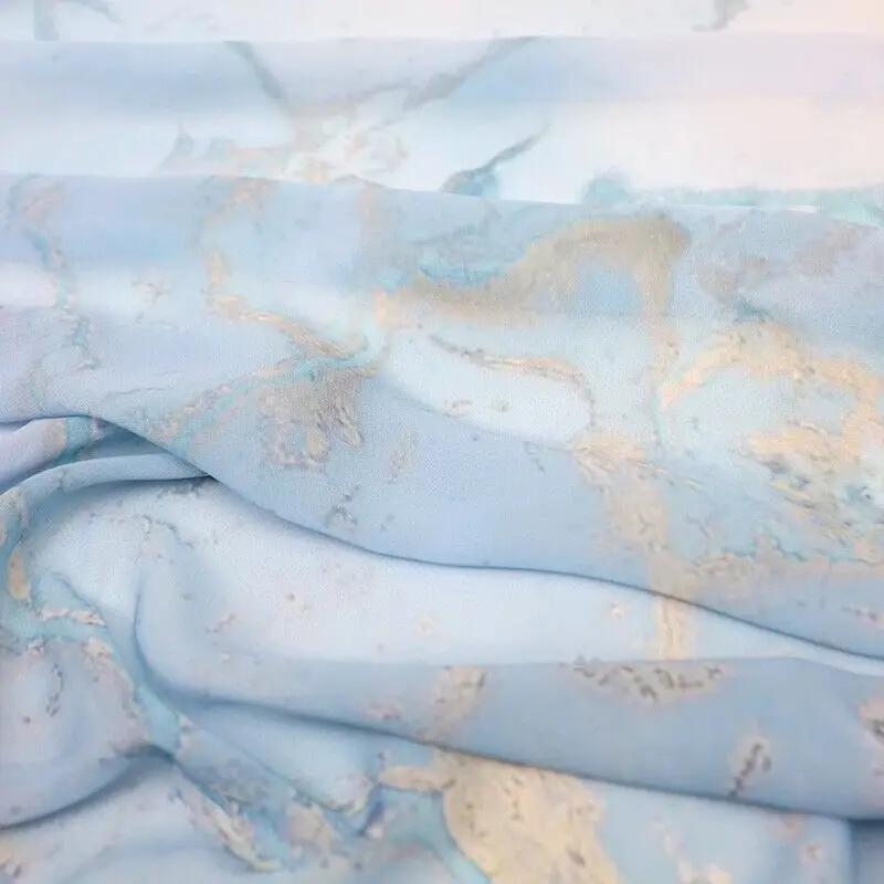 100x150cm Gradient Chiffon Fabric Retro Hanfu Jade Patterned Fabric Multicolor Printed Fabric Doll Cloth Craft Dress Supplies