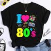 Neuestes Mode-T-Shirt „Ich liebe die 80er“ Damen Vintage Lustig Klassisches T-Shirt Oberteile Damen Rundhals-T-Shirts Damen Streetwear Kleidung