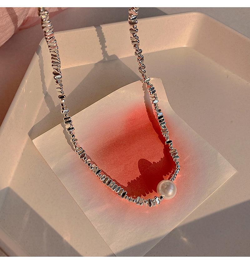 Сломанное серебряное жемчужное ожерелье для женщин, нишевый дизайн, цепочка на ключицу