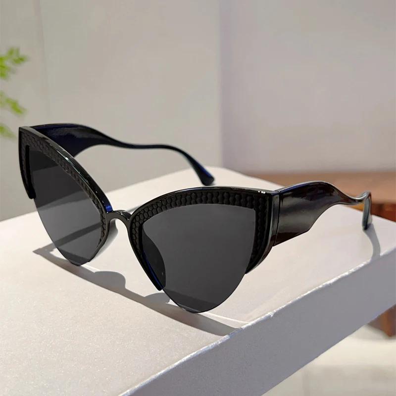 Oversized Cat Eye Sunglasses Women Stylish Butterfly Shaped Gradient Shades Ins Trendy Luxury Brand Design Sun Glasses