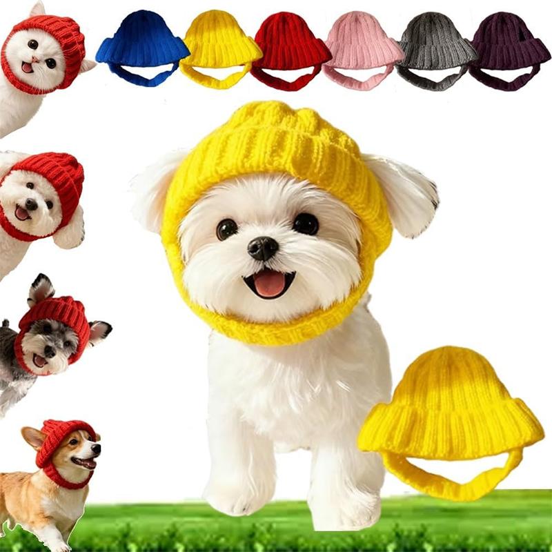 Red Wool Knit Dog Beanie with Ear Flaps Dog Warm Winter Hat Soft Knitted Pet Cap Cute Winter Hats for Cold Weather Outdoor
