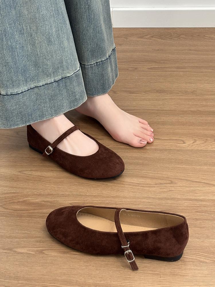 Sheepskin version~ Genuine leather retro flat bottom red light mouth single shoes women's skirt Korean version Mary Jane shoes ballet shoes