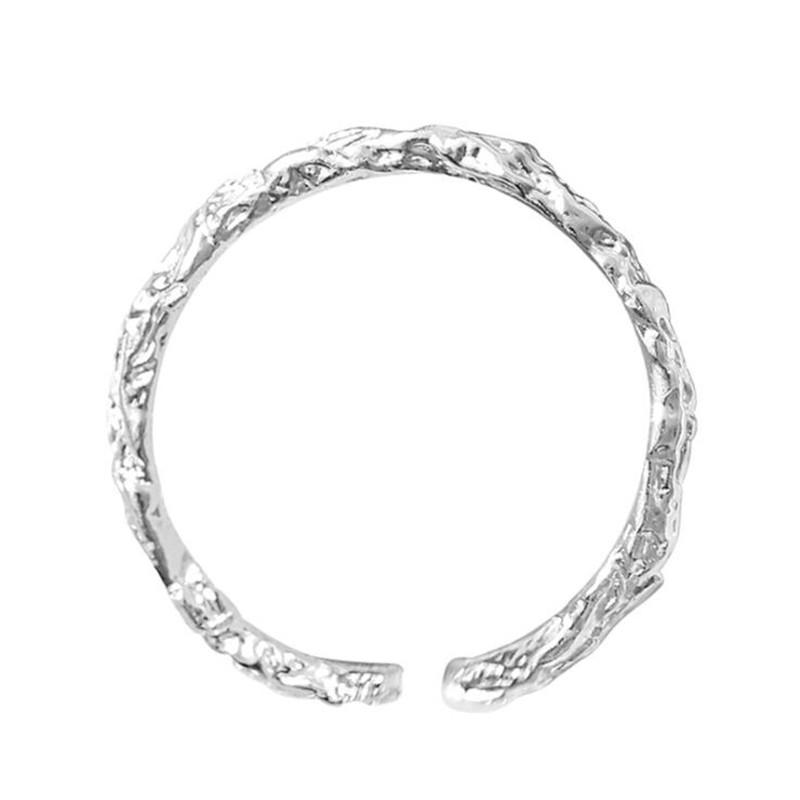 New Arrival Simple Personality Tin Foil Concave-convex 925 Sterling Silver Jewelry Single Row Fine Popular Opening Rings TYB448
