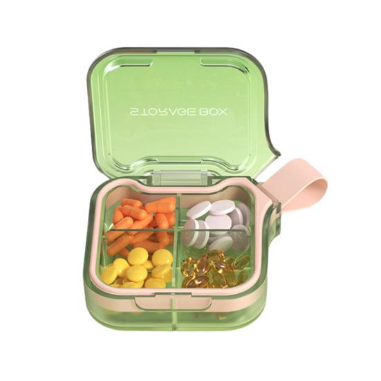 

Yousheng Pill Box Easy to Carry Pills Organizer with Handles And Leak-Proof Compartments Holder for Travel Gym Work S зелёный