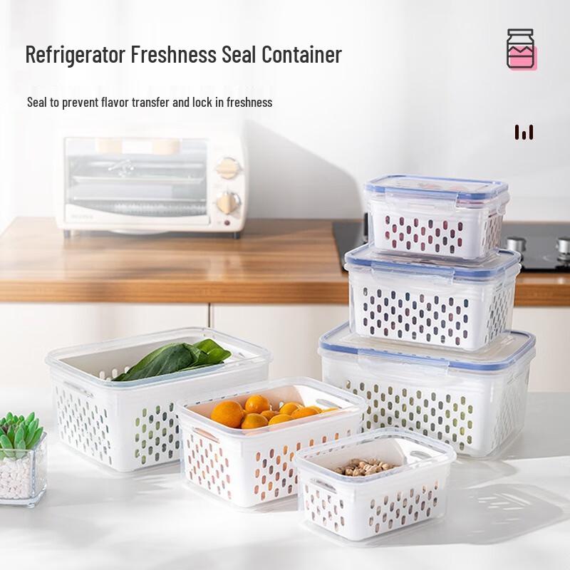 Plastic Refrigerator Organizer and Drainer Set