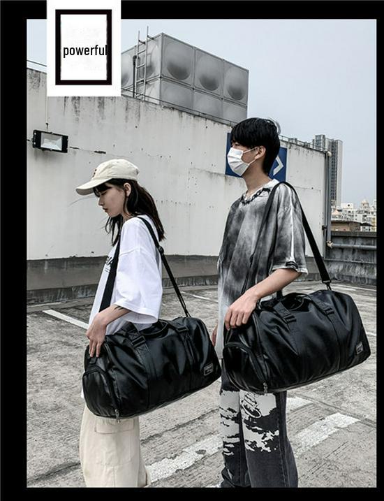 Bolsa de viaje portátil de cuero sintético para hombre: gran capacidad, separación de líquidos, equipaje de corta distancia o bolsa de fitness.