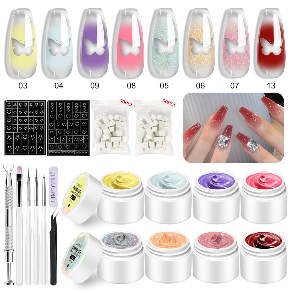 Nail Art Sponge Stamp Set Solid Color Potting Gel Gradient Blush Painting Polish DIY Tool