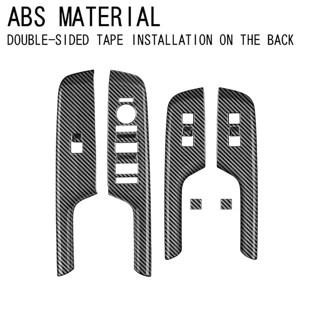 Car Door Armrest Cover Panel Compatible with Hyundai KONA 2024+ Window Glass Lift Switch Button Trim Frame Carbon Fiber Pattern