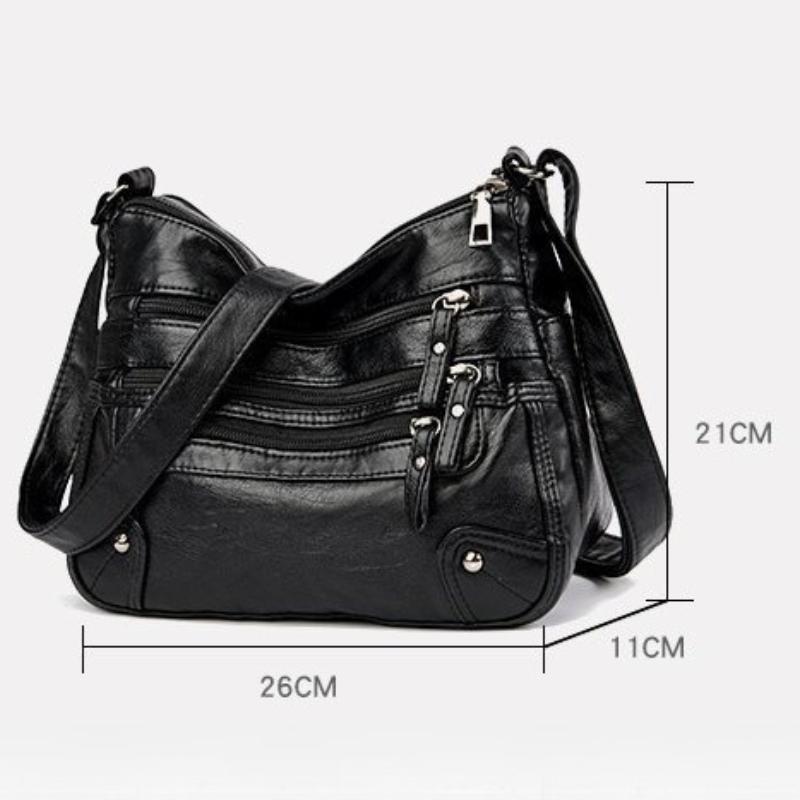 Korean Versi Multi-layer Large Capacity Shoulder Bag, Fashi Leather Women's Crossbody Bags, Unisex, Suitable for Commuting