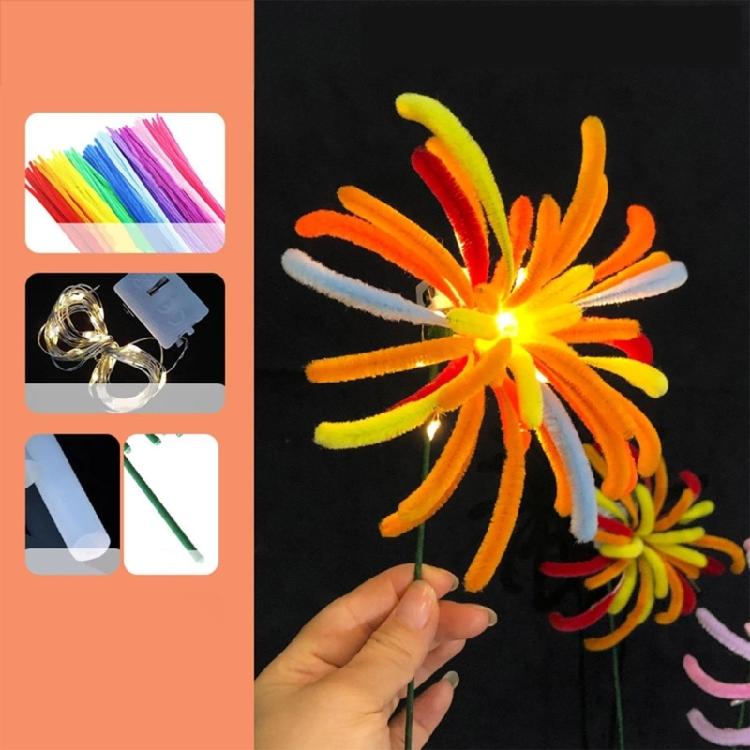 Colorful Fire Work Making Kits,Pipe Cleaners Kits Pipe Cleaners Arts Crafts Supplies for New Year Party Decors Kids Toy