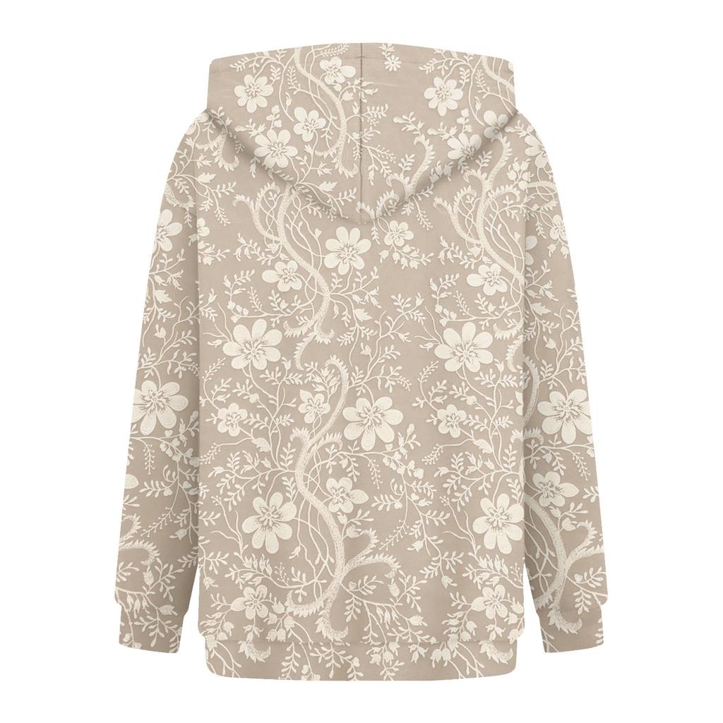 Damen-Oberteile, Sweatshirt, bedruckt, Rundhalsausschnitt, mit Kapuze, lässig