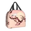 Japanese Sakura Cherry Blossoms Insulated Lunch Bags for Women Resuable Thermal Cooler Flowers Bento Box Kids School Children