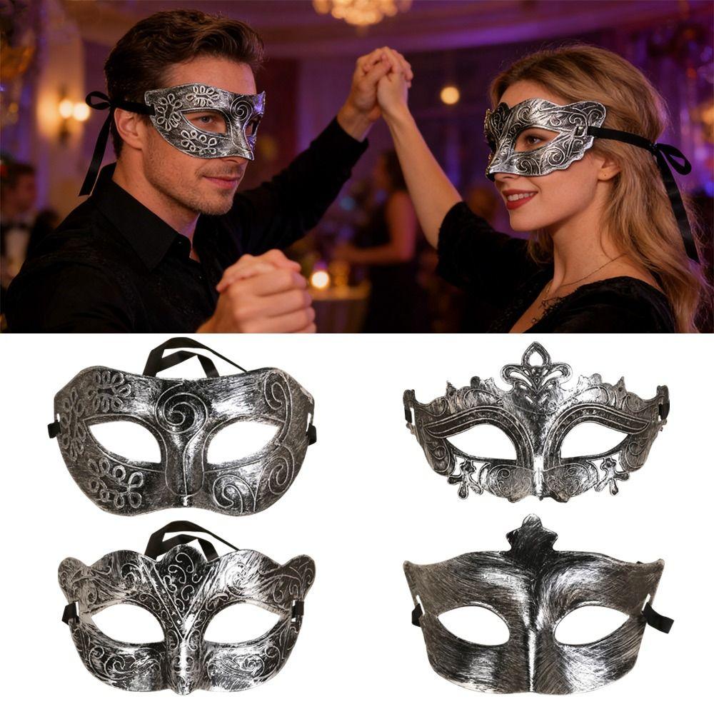 Retro Half-Face Party Masks Antique Silver Gold Burnished Finish Masquerade Mask Carnival Mask Unisex