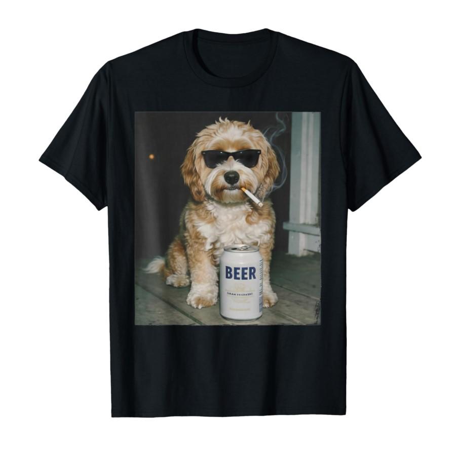 

Dog Smoking Cigarette Meme Funny Cockapoo Beer Vintage T-shirt For Men Women 100% Cotton T Shirts Short Sleeve Tops 0225-2 - ... S разноцветный