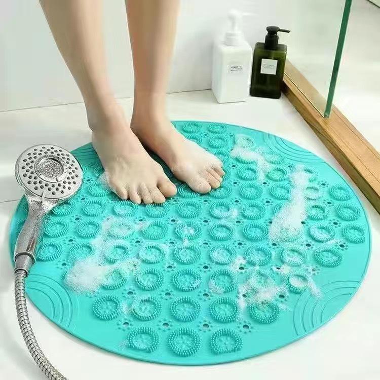 Round Anti-Slip Shower Mat with Suction Cups - Bathroom Floor Massage Pad