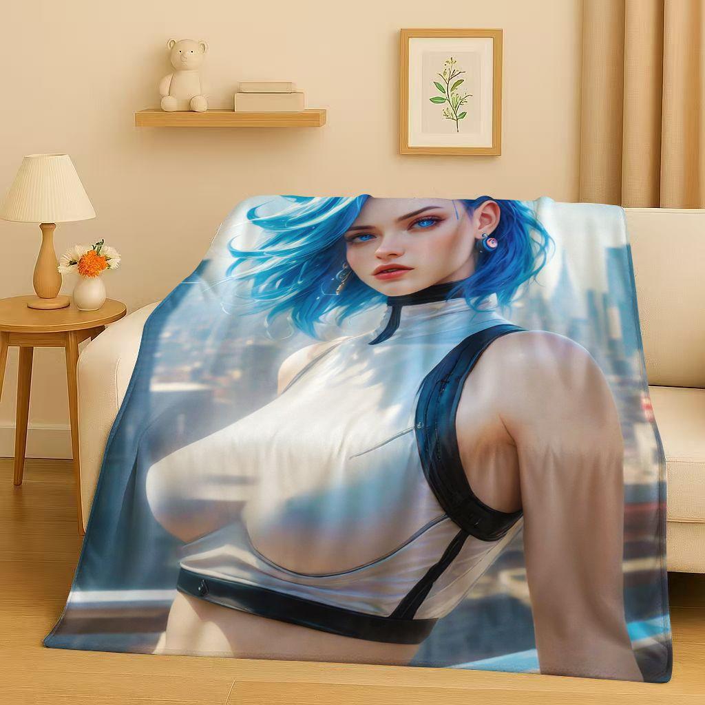 26 Style Sexy Bikini Girls Cartoon Anime Characters Flannel Blanket,Soft Plush Throw for Home Bedroom Bed Sofa Cover Trave Gift
