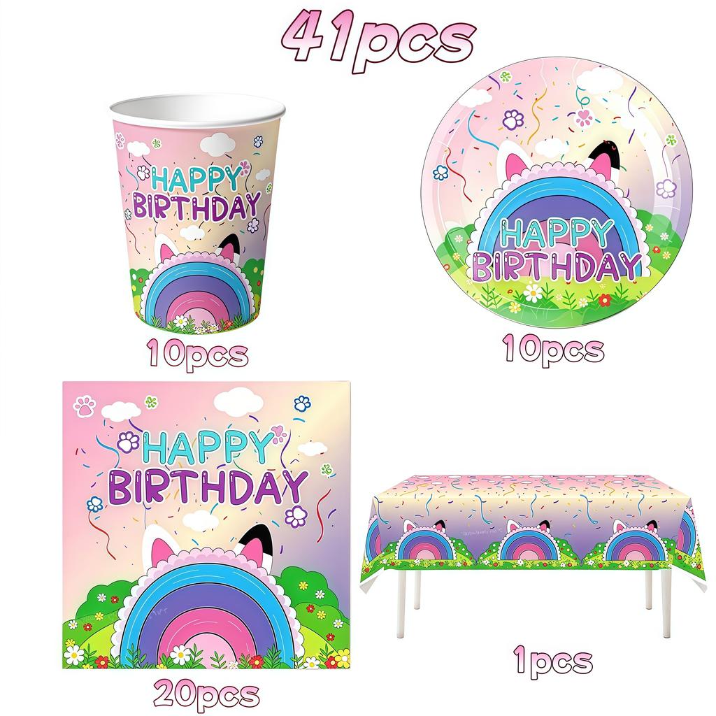 Gabby Dollhouse Birthday Decoration Gabby Disposable Dishes For Parties Girls Boys Favors Baby Shower Supplies Child Party Decor