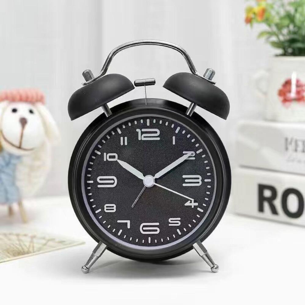 Metal Frame Silent Student Alarm Clock Luminous Table Clock Twin Bell Loud Alarm Clock  Living Room
